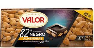 CHOCOLATE NEGRO 82% ALMENDRAS VALOR 250G