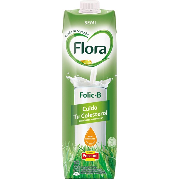 LECHE SEMIDESNATADA FLORA 1L