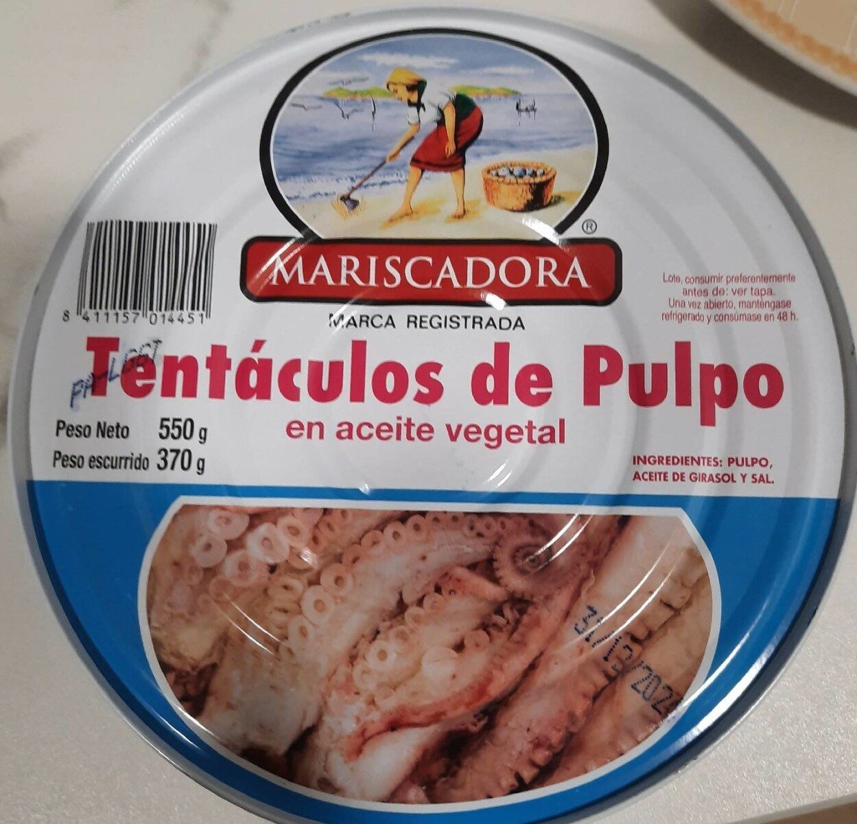 PULPO TENTACULOS ACEITE VEGETAL  MARISCADORA RO550 3/4P