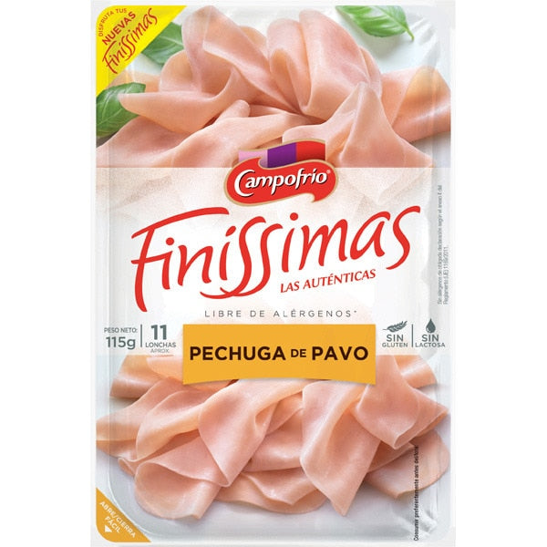 PECHUGA PAVO LONCHAS CAMPOFRIO FINISSIMAS 115G