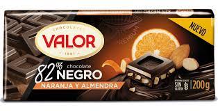 CHOCOLATE VALOR NEGRO 82% NARANJA ALMENDRA 200G