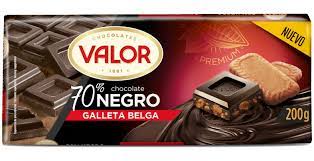 CHOCOLATE VALOR NEGRO 70% GALLETA BELGA 200G