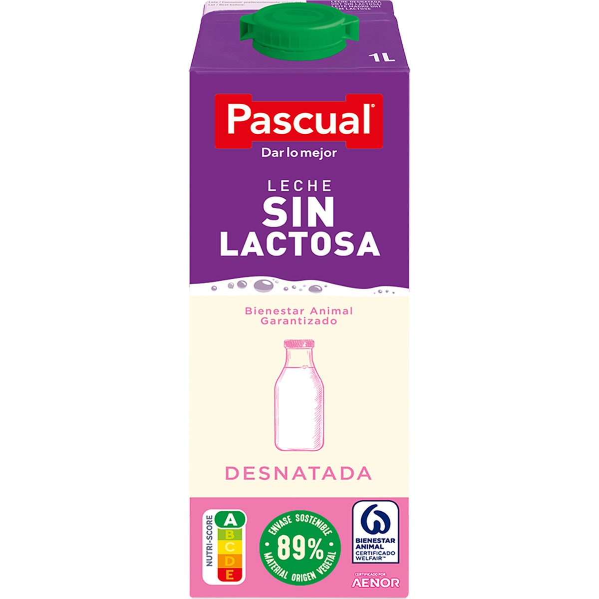 LECHE SIN LACTOSA DESNATADA PASCUAL 1L