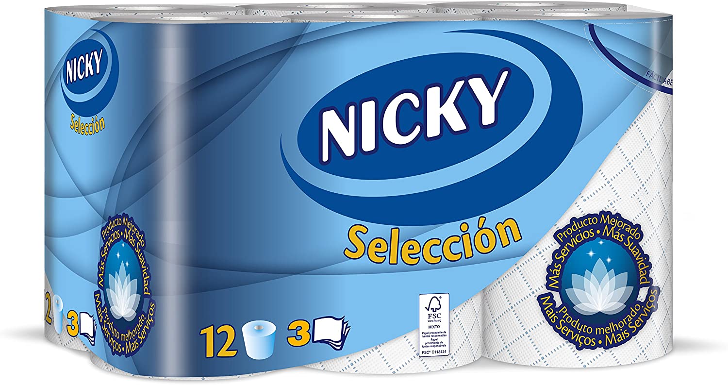 PAPEL HIGIENICO NICKY 12R AZUL