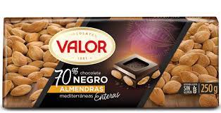 CHOCOLATE NEGRO 70% ALMENDRAS VALOR 250G