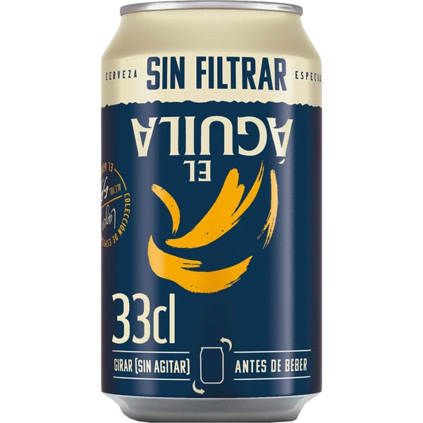 CERVEZA LATA 33CL EL AGUILA SIN FILTRAR