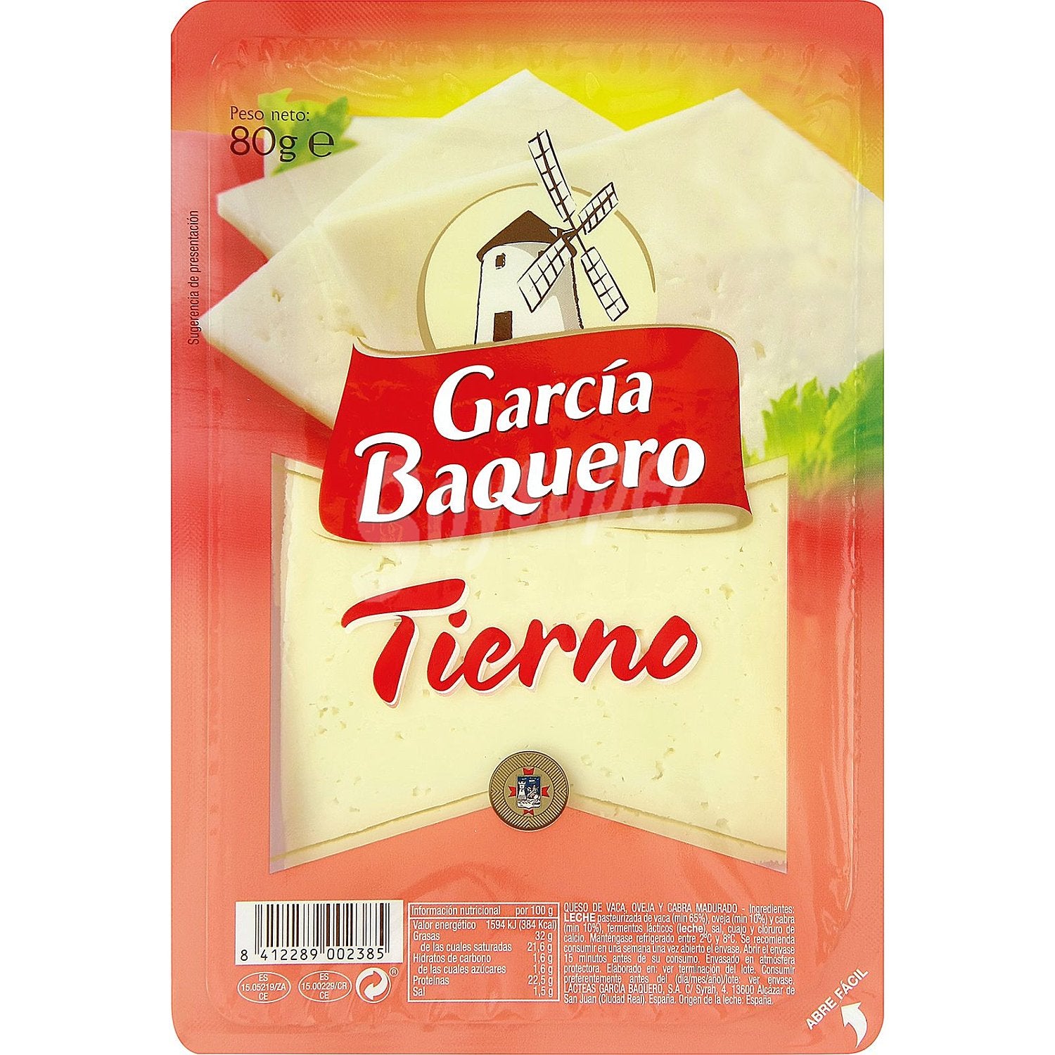 QUESO LONCHAS GARCIA BAQUERO TIERNO 80G