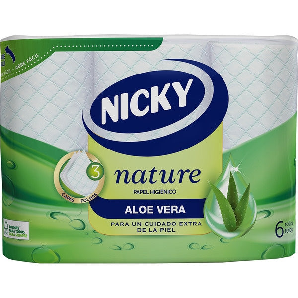 PAPEL HIGIENICO NICKY 6R.ALOE VERA