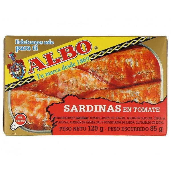 SARDINAS TOMATE ALBO 120G