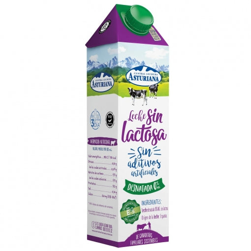 LECHE SIN LACTOSA DESNATADA ASTURIANA 1L