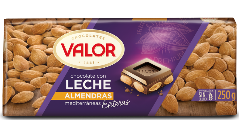 CHOCOLATE LECHE ALMENDRAS VALOR 250G