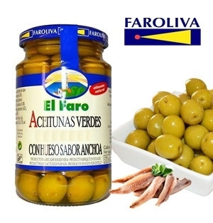 ACEITUNA CON HUESO SABOR ANCHOA EL FARO CRISTAL 350G